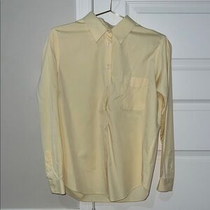 Vintage Westbound Spring Pastel Yellow Wrinkle Free Button-Up Shirt Blouse Top